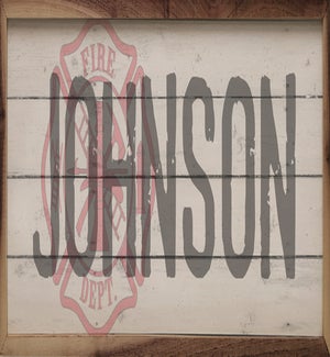 Personalized Name Firefighter Whitewash